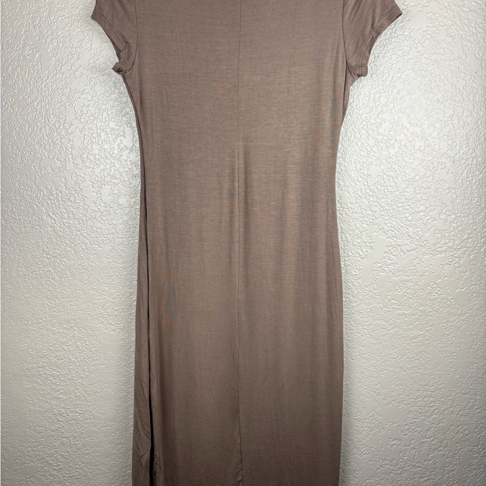 See You Monday Women’s XL Taupe Mauve Short Sleeve Midi Dress - Picture 9 of 9